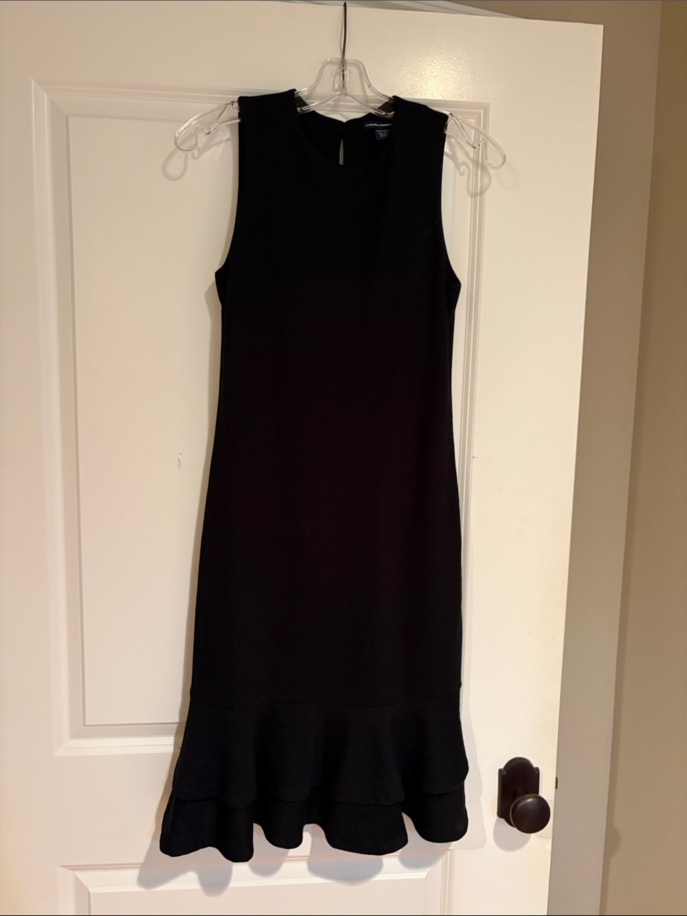Ralph Lauren Black Sleeveless Ruffle-Hem Shift Dress